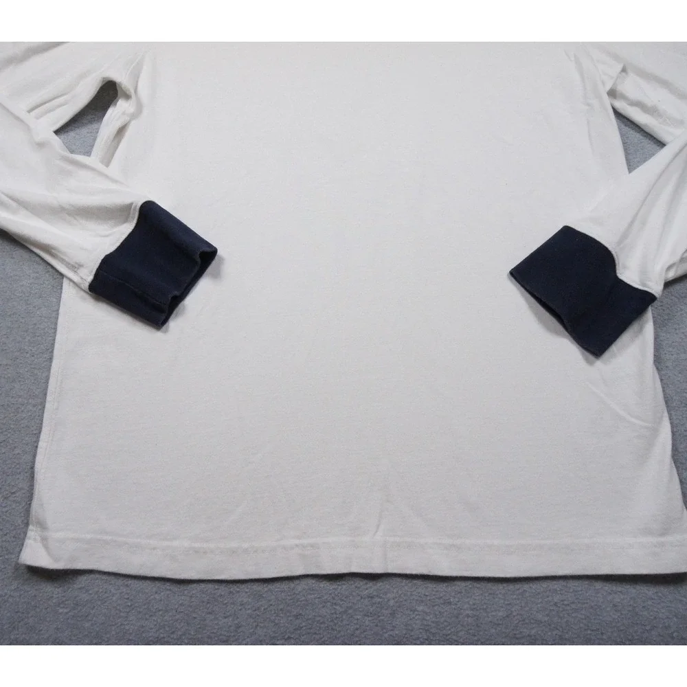 Jcrew Shirt Mens Medium White Long Sleeve Crewneck Tee Oarsman Adult Casual